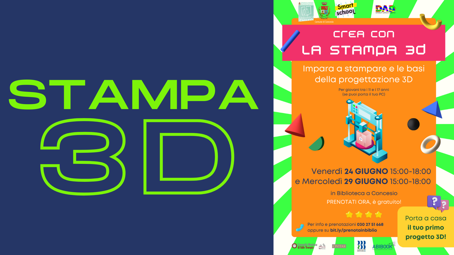 CREA CON LA STAMPA 3D - Corso di stampa 3D in 2 incontri