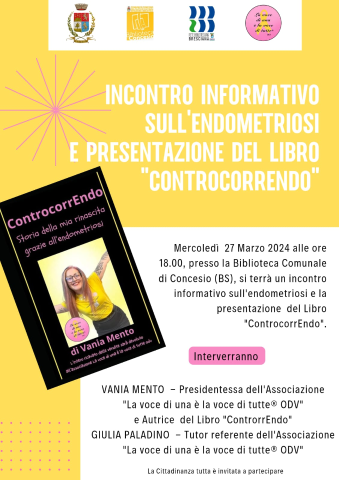 Incontro informativo sull'endometriosi e presentazione del libro "controcorrendo"